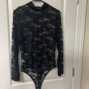 Black lace body suit